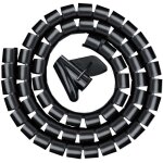 Goulotte de c�bles 3, 0 m, gaine spiral�e flexible pour bureau, gaine spiral�e pour c�ble de 20 mm, noire ...