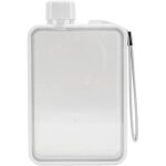 Gourde plate transparente 380ml anti - fuite - format a5 portable - plastique r�sistant blanc