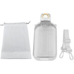 Gourde plate transparente 750ml anti - fuite, l�g�re et portable avec �chelle et sangle, id�ale pour ...