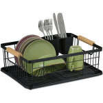 Gouttoir, panier à couverts et bac de séchage, support à vaisselle de cuisine, plastique, métal, noir ... Gouttoir, panier à couverts et bac de séchage, support à vaisselle de cuisine, plastique, métal, noir ...