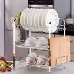 Gouttoir � vaisselle, �gouttoir vaisselle inox � 3 niveaux avec porte - couteau � ustensiles et porte ...