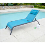 Ozalide - transat de jardin en acier - bleu canard - gozo