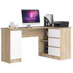 Grand bureau d'angle akord droit b20 chne sonoma 155 cm 1 porte 3 tiroirs faade blanche 4 tagres ...