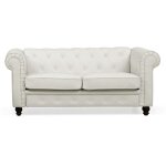 Cotecosy ? canap� chesterfield 2 places blanc ? simili cuir ? dimensions l158 x p82 x h72 cm ? style ...