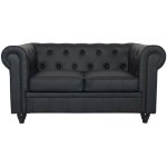 Cotecosy - grand canap� 2 places chesterfield noir