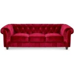 Grand canap� 3 places chesterfield velours rouge