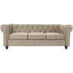 Grand canap� 3 places chesterfield velours taupe