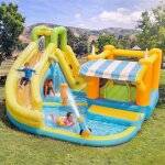 Grand ch�teau gonflable aquatiqu 5 - en - 1 avec toboggan & piscine - souffleur inclus - aire de jeux ...