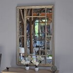 Cote table - grand miroir banquet argent� bois 140x90cm