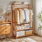 Unho - grand porte - manteaux vestiaire en bambou 43. 5x80x165cm meuble d'entre porte vtement avec ...