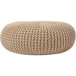 Homescapes - grand pouf rond tress en tricot - beige