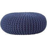 Homescapes - grand pouf rond tress� en tricot - bleu marine