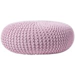 Homescapes - grand pouf rond tress� en tricot - rose pastel