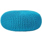 Homescapes - grand pouf rond tress� en tricot - sarcelle