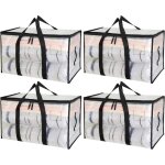 Grand rangement vetement 90l, 4 pi�ces bo�te de d�m�nagement transparente, sac rangement vetement, sac ...