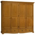 Grande armoire penderie de style anglais en pin miel - authentic pin miel