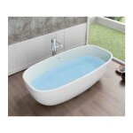 Grande baignoire îlot ovale design en fonte minérale pour salle de bain, isolation thermique - blanc ... Grande baignoire îlot ovale design en fonte minérale pour salle de bain, isolation thermique - blanc ...