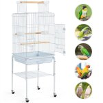 Yaheetech grande cage  oiseaux sur 4 roulettes volire perruche perroquet canaris 52 x 79 x 131 cm 3 ...