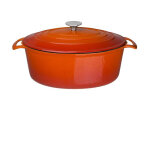 Grande cocotte en fonte ovale orange vogue 6 l