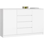 Akord - grande commode pour le salon k160 blanche 160 cm 2 portes 4 tiroirs façade blanche 4 étagères ... Akord - grande commode pour le salon k160 blanche 160 cm 2 portes 4 tiroirs façade blanche 4 étagères ...
