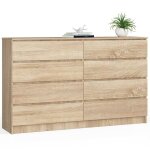 Akord - grande commode pour le salon k160 ch�ne sonoma 160 cm 8 tiroirs fa�ade ch�ne sonoma 160x40x99 ...