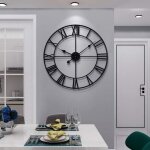 Grande horloge murale de style vintage, ronde, en m�tal, silencieuse, sans tic - tac, � piles, 40 cm, ...