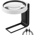 Grande loupe 4. 35in 10x 30x avec lumi�re et support, loupe lumineuse led portable debout, loupe de lecture ...