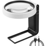 Grande loupe 4. 35in 10x 30x avec lumi�re et support, loupe lumineuse led portable debout, loupe de lecture ...