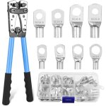 Grande pince � sertir pour c�bles de 6 / 10 / 16 / 25 / 35 / 50 mm� et 10 - 1 / 0 awg avec 60 embouts ...