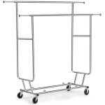 Grande portant  vtements 2 barres extensibles charge max. 113 kg penderie roulettes avec freins hauteur ...