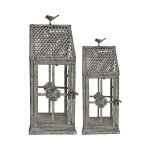 La grande prairie - ensemble 2 lanternes birdy 15x15x41cm