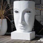Grande statue de jardin visage design blanc Grande statue de jardin visage design blanc