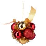 Fric lights and christmas - grappe de 11 boules de nol  suspendre dco rouge et ruban dor - feeric ...