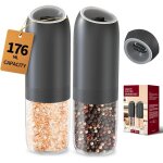 Gravité électrique sel et poivre broyeur set moulins à poivre automatiques alimentés par batterie avec ... Gravité électrique sel et poivre broyeur set moulins à poivre automatiques alimentés par batterie avec ...