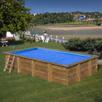 Gre - b�che �t� � bulles pour piscine bois rectangulaire marbella 2 de dimensions int�rieures 3, 73 x ...