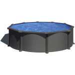 Gre - kit piscine hors sol acier ronde grise anthracite - louco - �480 x 122 cm (livr�e avec filtre a ...