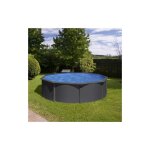 Gre - piscine ronde acier �3, 70m x h: 1, 22m - gris anthracite - filtration � sable