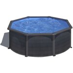 Gre - piscine ronde acier Ø3, 70m x h: 1, 22m - gris anthracite - filtration à sable Gre - piscine ronde acier Ø3, 70m x h: 1, 22m - gris anthracite - filtration à sable