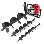 Tarire de terre  essence 75cc 5. 2cv, mouteur thermique 2 temps, avec 3 forets en acier 100 / 150 / ...