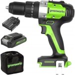 Greenworks gd24dd60k2 perceuse - visseuse sans fil 24v gris vert noir