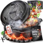 Grillas ensemble de four hollandais 4, 2 litres / marmite sans pieds lve - couvercle bbq marmite en ...