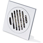 Grille douche anti cheveux siphon de sol en acier inoxydable �pais drain de carr� 100 100mm