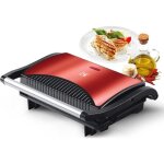 Grille - pain lectrique rouge 700 w pour paninis, tortillas et sandwichs