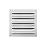 Grille de ventilation en aluminium avec moustiquaire laqu� blanc 150 x 150 mm en sachet