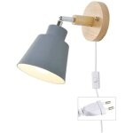 Gris applique murale avec prise electrique et interrupteur moderne por chambre salon, applique murale ...