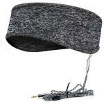 Gris bandeau de sommeil musical avec casque, bandeau de voyage �lastique doux filaire de 3, 5 mm avec ...