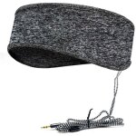 Gris bandeau de sommeil musical avec casque, bandeau de voyage �lastique doux filaire de 3, 5 mm avec ...