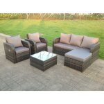 Gris foncé mixte pe osier rotin meubles de jardin set canapé set chaise longue 6 places - fimous Gris foncé mixte pe osier rotin meubles de jardin set canapé set chaise longue 6 places - fimous
