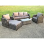 Gris foncé mixte pe osier rotin mobilier de jardin canapé chaise réglable longue 6 places oblong table ... Gris foncé mixte pe osier rotin mobilier de jardin canapé chaise réglable longue 6 places oblong table ...
