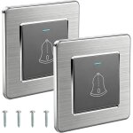 Gris?lot de 2 boutons de sonnette - 86 x 86 mm - avec vis - pour porte d'entr�e - bouton de sonnette ...